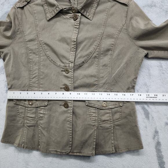 DKNY Petites Jacket Womens L Army Green Military Utility Button Front Grunge Y2K - Picture 11 of 13